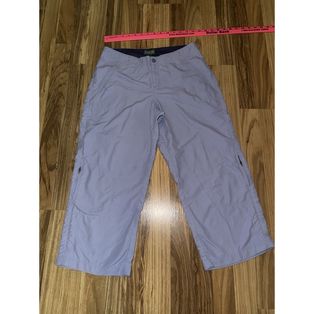 LL Bean Misses Women's Sz 8 Hiking Capri Pants Blue Light Weight Button Zipper